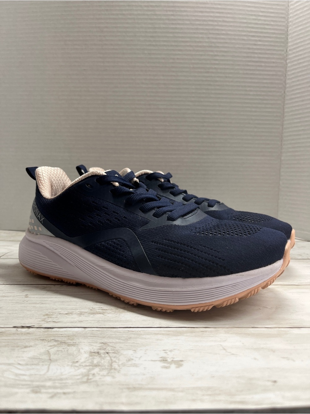 Bronax Women’s 10.5 Navy Knit Wide Toe Box Road Running Shoes Sneakers